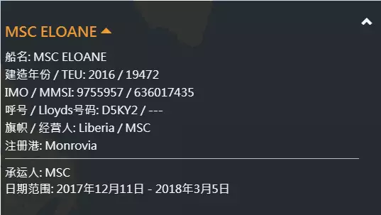 MSC ELOANE shipping info