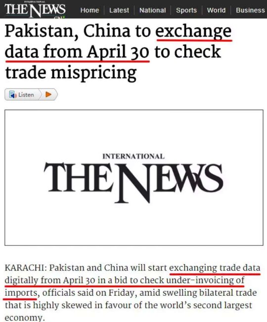 Pakistan-China,exchange data from April 30-1