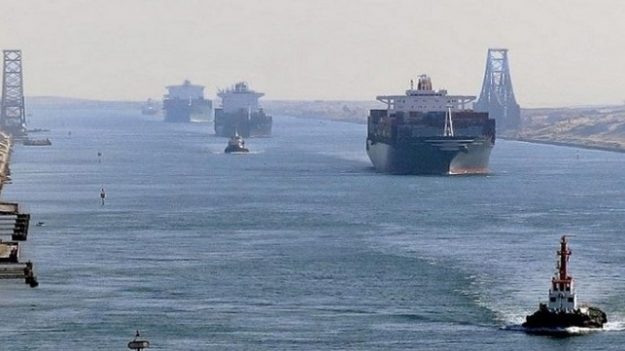 Multi-Vessel Pileup in Suez Canal