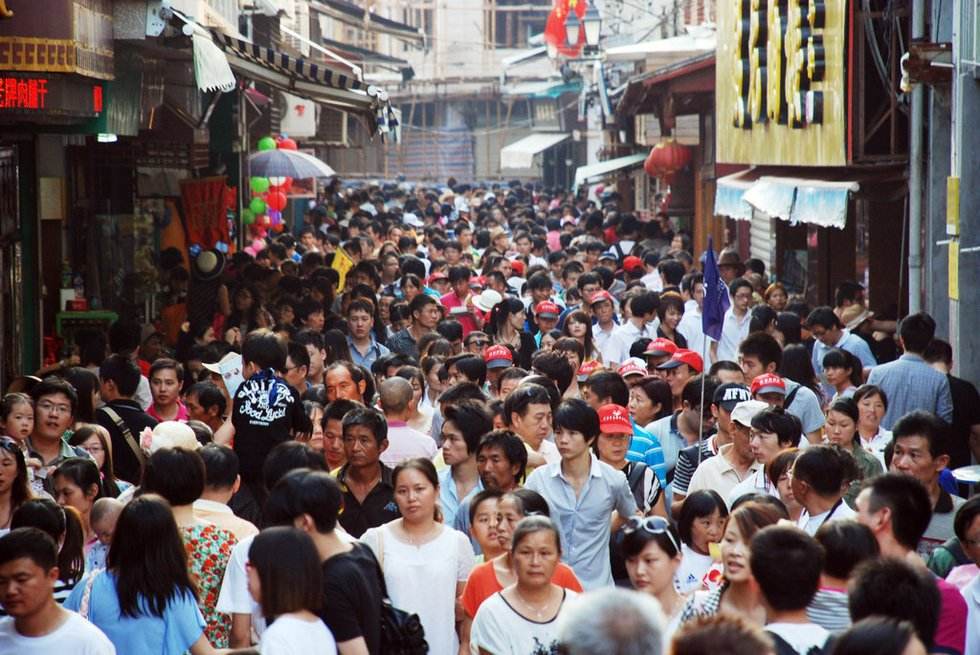 Crowded people during China National Day holiday