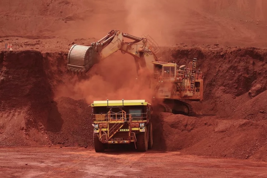 Iron ore mining operations in the Pilbara region of Australia