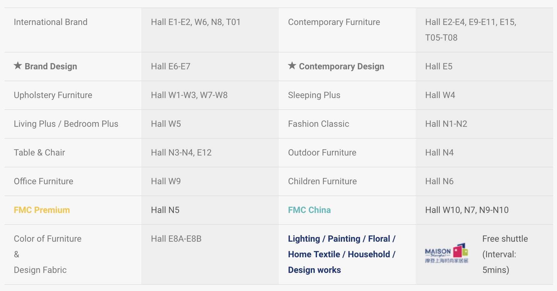 2018 Hall Layout 2018 Hall Layout