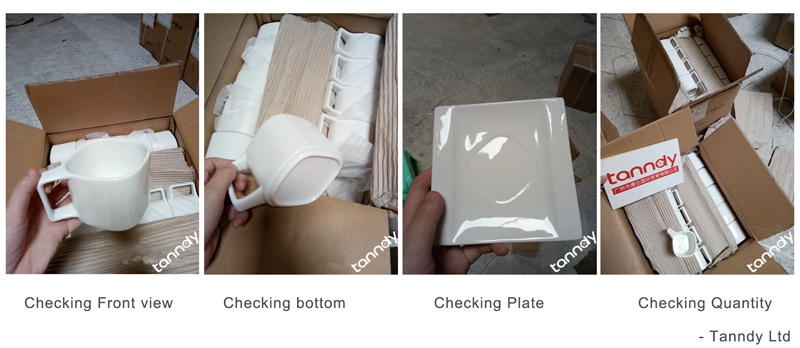 inspect ceramic coffee cup by checking appearance and sizes