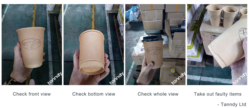 inspect paper cup by checking outside