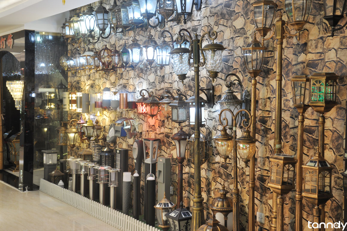 Lighting display wall in building material market Lighting display wall in building material market
