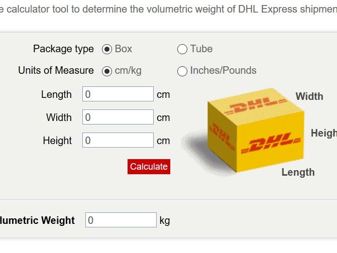 DHL Volumetric Weight calculation