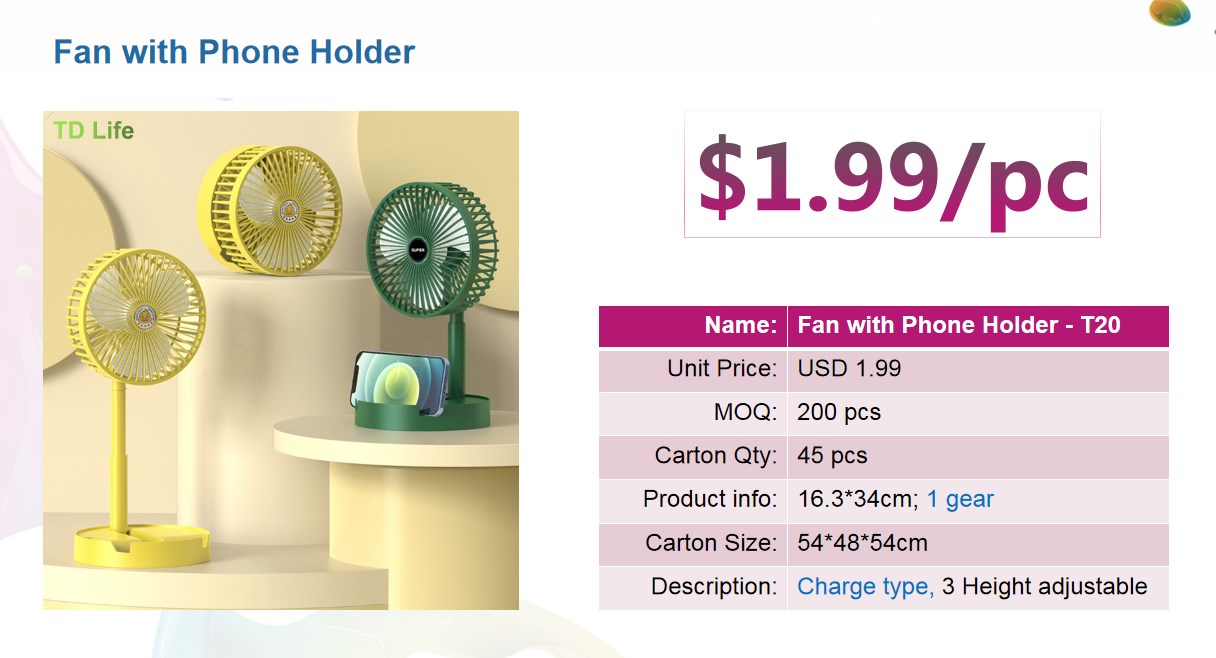 Fan with Phone Holder